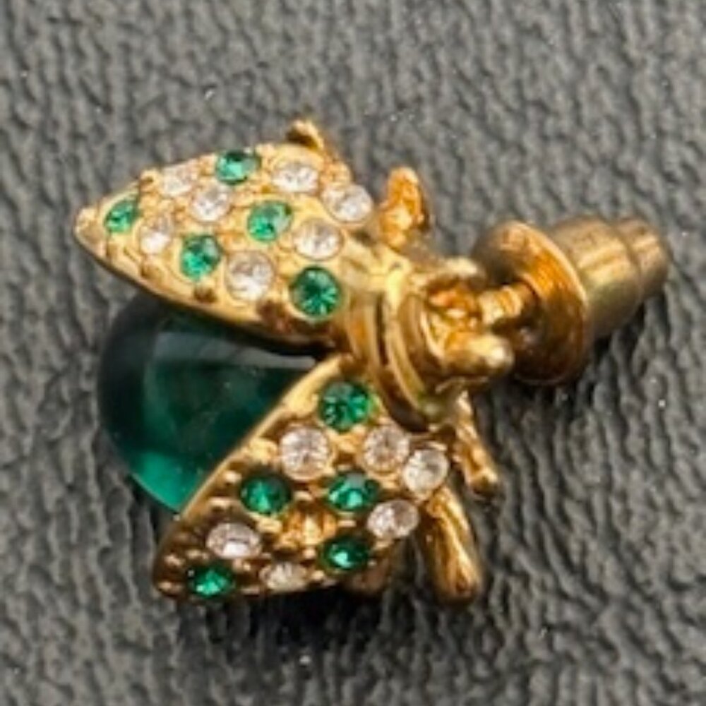 Green And Clear Rhinestone Tiny Bug - image 2